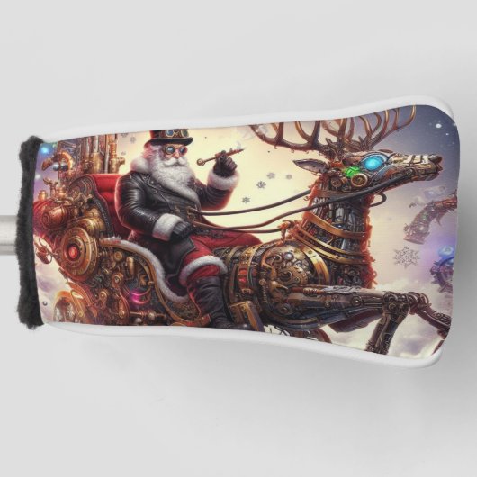 Santa/Rendier steampunk Kerstmis/winter Golfheadcover (Voorkant)