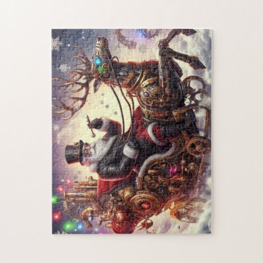 Santa/Rendier steampunk Kerstmis/winter Legpuzzel (Verticaal)
