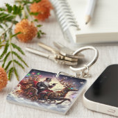 Santa/Rendier steampunk Kerstmis/winter Sleutelhanger (Voorkant Rechts)