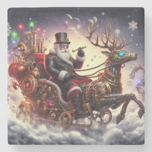 Santa/Rendier steampunk Kerstmis/winter Stenen Onderzetter