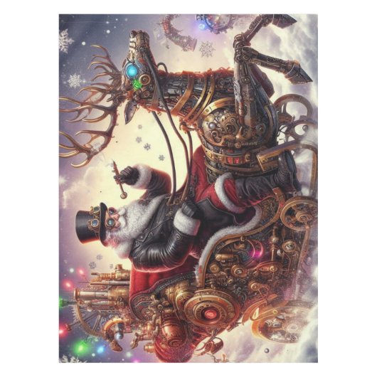 Santa/Rendier steampunk Kerstmis/winter Tafelkleed (Voorkant)