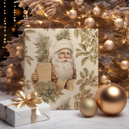 Santa Retro Gold inpakpapier Vel