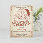 Santa Retro Kerstfeest Kaart (Staand voorkant)