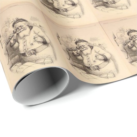 Santa, , Retro, kerstpapier Cadeaupapier (Rol Hoek)