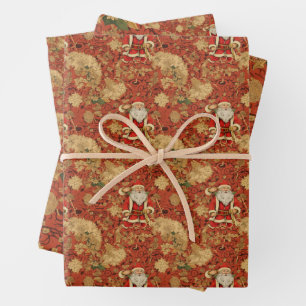  Santa Retro Xmas Kerstmis Patroon No1 Inpakpapier Vel