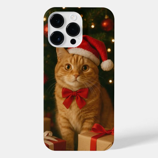 Santa Ribbon Cat iPhone 14 Pro Max Case iPhone Hoesje (Achterkant)