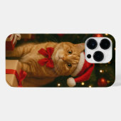 Santa Ribbon Cat iPhone 14 Pro Max Case iPhone Hoesje (Achterkant horizontaal)