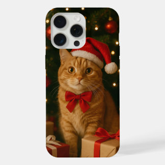Santa Ribbon Cat iPhone 15 Pro Max Case Hoesje