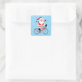 Santa rides a Bicycle Vierkante Sticker (Tas)