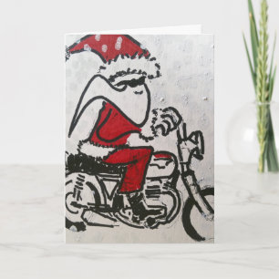 Santa Rides A Hog Holiday Kaart
