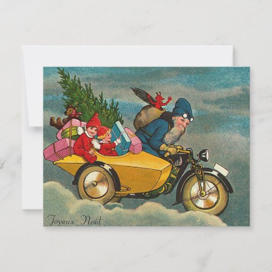 Santa Rides a Motorcycle - Kerstmis Feestdagenkaart (Voorkant)