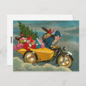 Santa Rides a Motorcycle - Kerstmis Feestdagenkaart (Voorkant / Achterkant)