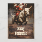 Santa Riding a Bull Briefkaart (Voorkant)