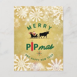 Santa Riding a Bull Sleigh – Forex Pipmas Gift  Feestdagenkaart