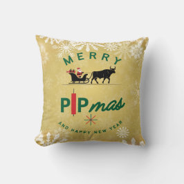 Santa Riding a Bull Sleigh – Forex Pipmas Gift  Kussen