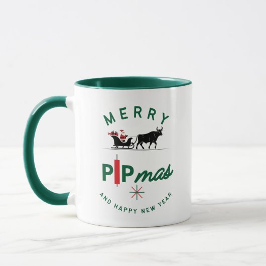 Santa Riding a Bull Sleigh – Forex Pipmas Gift  Mok (Links)