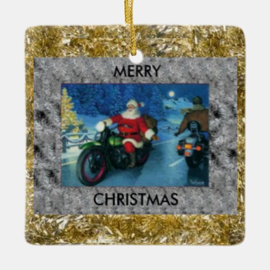 Santa Riding a Motorcycle Christmas Ornament (Voorkant)