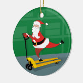 Santa Riding a Pallet Jack Keramisch Ornament (Links)