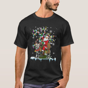 Santa Riding American Shorthair Xmas Tree Santa Ca T-shirt