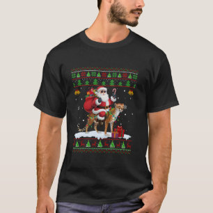 Santa Riding Cheetah Kersttrui Stijl Lelijk T-shirt