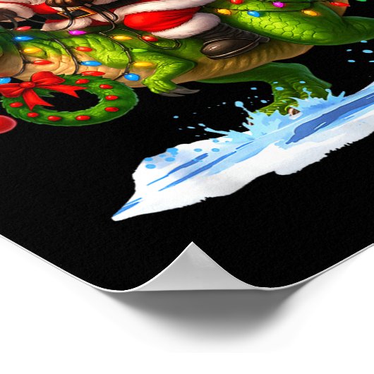 Santa Riding Dinosaur T Rex Christmas Boys Men Xma Poster (Hoek)