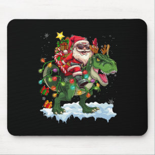 Santa Riding Dinosaur T Rex kerstboomverlichting Muismat
