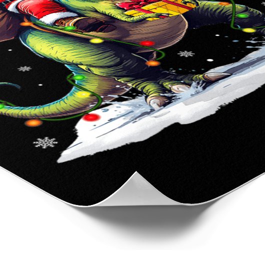 Santa Riding Dinosaur T Rex kerstjongens Man Xma Poster (Hoek)