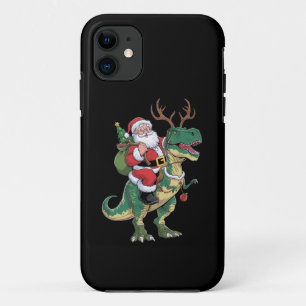 Santa Riding Dinosaur T-Rex Kerstmis Squad iPhone 11 Hoesje