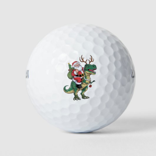 Santa Riding Dinosaur T-Rex Kerstmis Squad Golfballen (Voorkant)