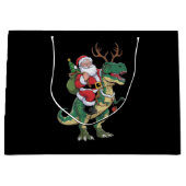 Santa Riding Dinosaur T-Rex Kerstmis Squad Groot Cadeauzakje (Voorkant)