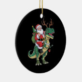 Santa Riding Dinosaur T-Rex Kerstmis Squad Keramisch Ornament (Rechts)