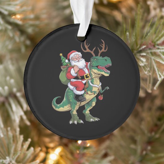 Santa Riding Dinosaur T-Rex Kerstmis Squad Ornament (Boom)