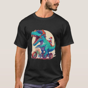 Santa Riding Dinosaurus Trex Voor Kinderen Jongens T-shirt