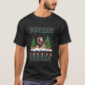 Santa Riding Duitse Herder Dog Tree Lights Xmas T-shirt (Voorkant)