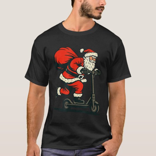 Santa Riding Electric Scooter T-shirt (Voorkant)