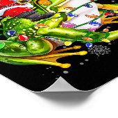 Santa Riding Frog Christmas Lights Funny Xmas Tree Poster (Hoek)