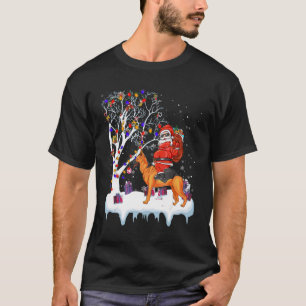 Santa Riding German Shepherd Dog Tree-lampjes T-shirt