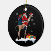 Santa Riding Giraffe Kerstmis Pyjama Santa Lover Keramisch Ornament (Links)
