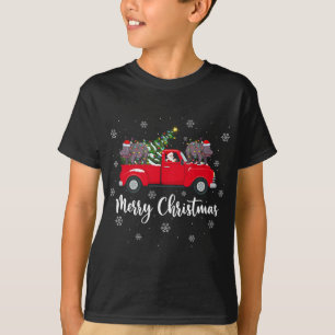 Santa Riding kerstboom Truck Hippopotamus Chr T-shirt