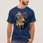 Santa Riding Moose Drink bier T-shirt (Voorkant)