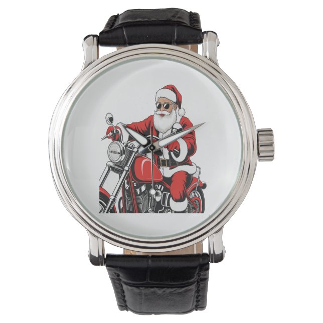 Santa Riding-motorfiets Horloge (Voorkant)