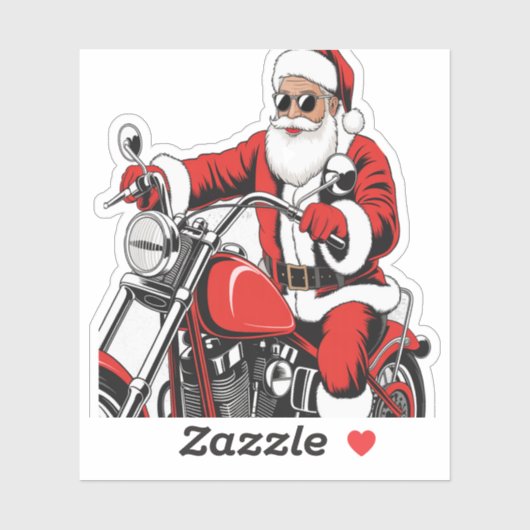 Santa Riding-motorfiets Sticker (Vel)