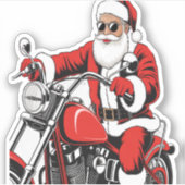 Santa Riding-motorfiets Sticker (Voorkant)