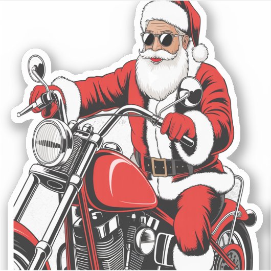 Santa Riding-motorfiets Sticker (Voorkant)