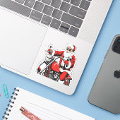 Santa Riding-motorfiets Sticker (Laptop met iPhone)