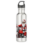 Santa Riding-motorfiets Waterfles (Voorkant)