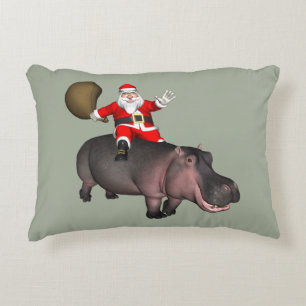 Santa Riding op Hippo Accent Kussen