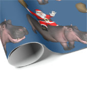 Santa Riding op Hippo Cadeaupapier (Rol Hoek)