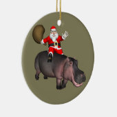 Santa Riding op Hippo Keramisch Ornament (Rechts)