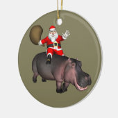 Santa Riding op Hippo Keramisch Ornament (Links)